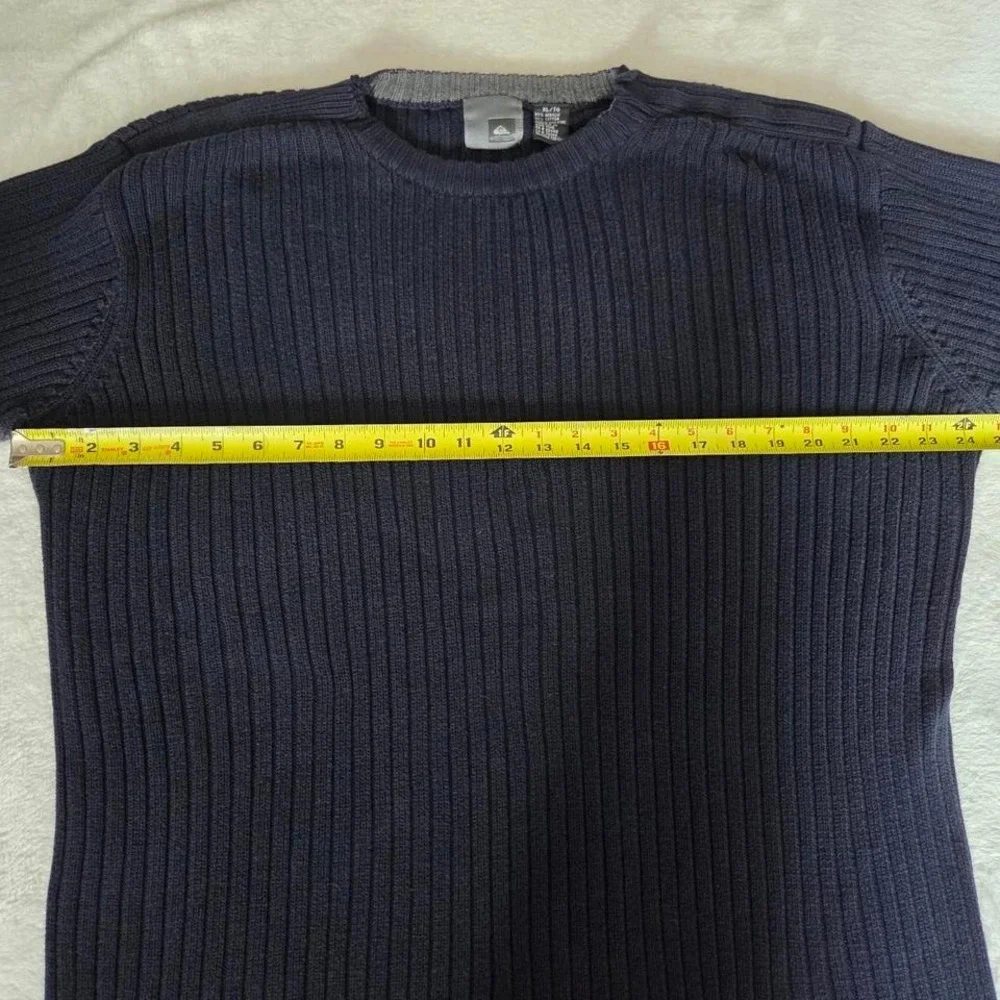 Vintage 90s Y2K Quicksilver Blue Grey Cable Knit Sweater Mens XL‎ Muscle